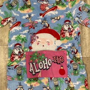 Girl 16-18 XL Santa fuzzy onesie with buttoned-flap butt, zip front